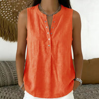 Bluse Nadine™ mit Knopfleiste und Rundhalsausschnitt – Orange