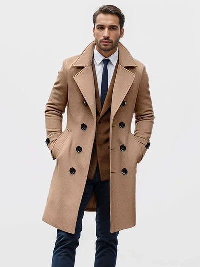 Kervin | Doppelreihiger Trenchcoat für Herren – Vintage-Stil mit Eleganz und Zeitlosigkeit