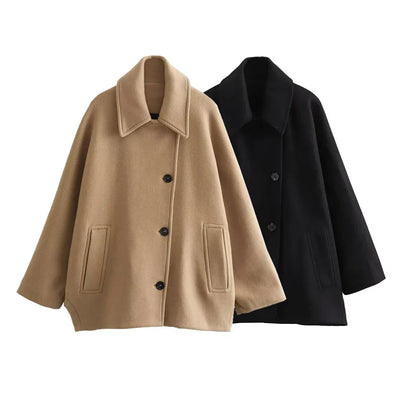 Wivose | Oversize modische dicke und warme Damenjacke aus Kaschmirwolle