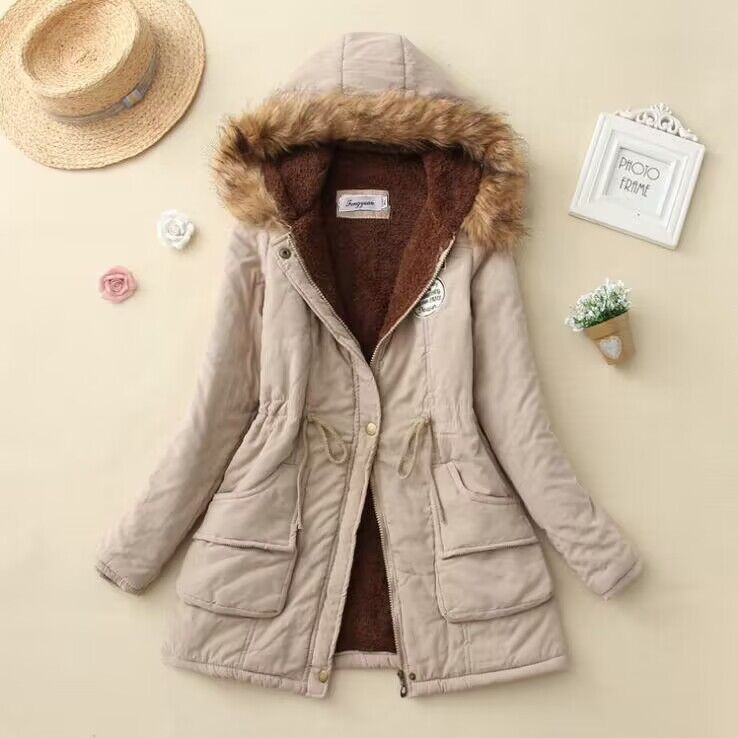 Stephaniee | Warme Fleecejacke mit Kapuze und Kunstfell