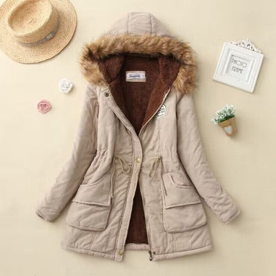 Stephaniee | Warme Fleecejacke mit Kapuze und Kunstfell