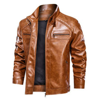 Herren Premium Bikerjacke | Schwarz und Braun – Braun