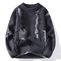 Samir – Patchwork Strickpullover – Grau