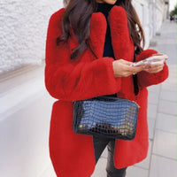 Reiennaith | Weiße Winterjacke mit Kunstfell für stilvollen Schutz – Rot