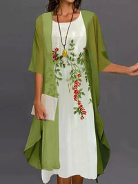 Bhae | Elegantes, legeres Kleid für Frauen – Grüne Blume