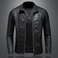 Heidi-Mode - Premium PU-Lederjacke im Bikerstil für Herren – Mitternachts schwarz