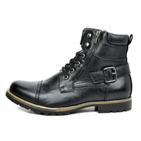 Mittellange Schnürstiefel aus Leder für Herren – Schwarz