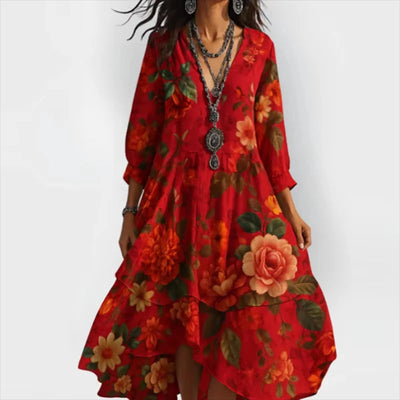 Shanae – Elegantes Midi Kleid Mit Blumenmuster