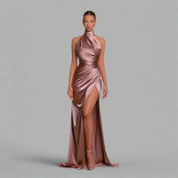 Constanze | Elegantes Kleid mit Schlitz – Rosa