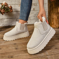 Maureen - Lässige Plüsch Stiefel – Beige