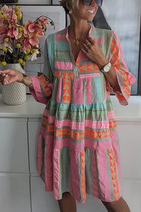 Tunika-Kleid für Damen - Festliches Sommerkleid mit Print – Mehrfarbig