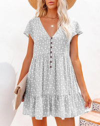 Sunnie - Boho Minikleid mit Rüschen – Grau
