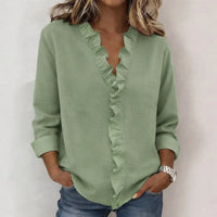 Sorelle™ Bluse mit Vertikalem Rüschendetail und Zeitlosem Stil – Hellgrün