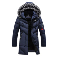 Herren Winterjacke | Langer Steppmantel Mit Kapuze – Blau