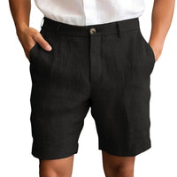 Calen - Schmal geschnittene Leinen-Shorts – Schwarz
