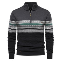 Herren Retro Half-Zip Pullover – Grau