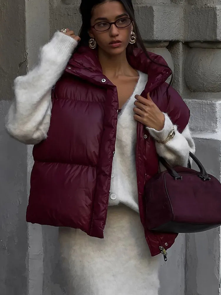 Kyie | Neue burgunderrote Winterjacke Damen, warm und stilvoll