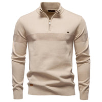 Amitai - Klassischer Strick Pullover Mit Halbem Reißverschluss – Aprikose