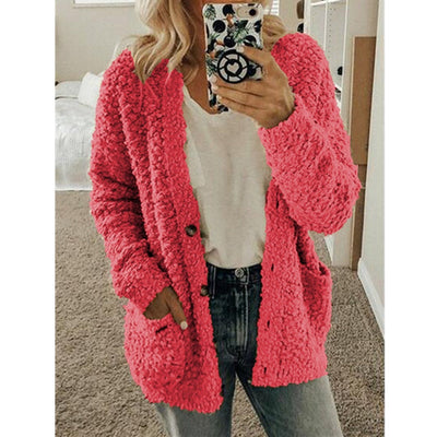 Leythara | Witte Fuzzy Gebreide Strickjacke