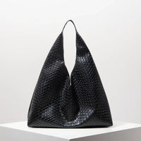 Lior | Leather Woven Shoulder Bag – Schwarz