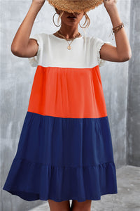Ivy | Sommerliches buntes Kleid für Damen – Navy blau