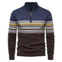 Herren Retro Half-Zip Pullover – Blau