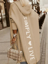 Sayralis | Langer Cardigan mit Kapuze – Aprikose