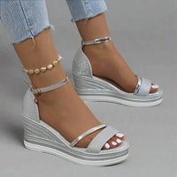 Gisel | Bequeme Keilsandalen mit Stil – Silber