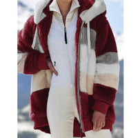 Damen Fleece Jacke | Mit Kapuze – Bordeaux