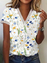 Camilla | Sommer Oberteil mit V-Ausschnitt – Blume Gelb