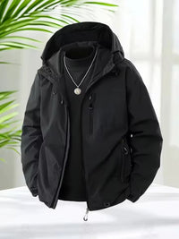Rivor™ - Leichte Wasserdichte Outdoor-Jacke mit Kapuze – Schwarz