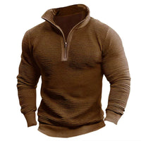Saverio – Vintage Sweatshirt Mit Halbem Reißverschluss – Kaffee