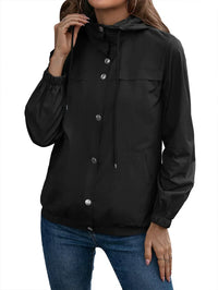 Damen Kapuze Wasserdichter Trenchcoat | Langarm – Schwarz