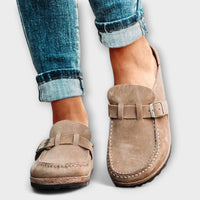 Orthopädische Damenmokassins mit Zierschnalle – Beige