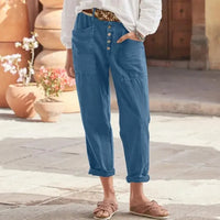 BETTINA - WEITE HOSE MIT KNÖPFEN – Blau