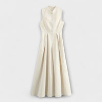 Ärmelloses Plissiertes Midikleid im Bodycon-Stil – Beige