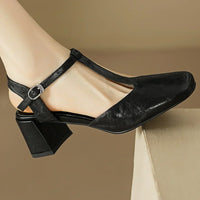 Nora® | Beatrica Leder Mary Janes – Schwarz