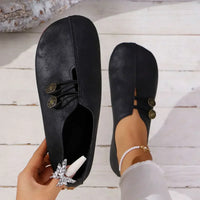 Sommerliche Halbschuhe für Damen - Bequeme Loafers mit Fußbett – Schwarz