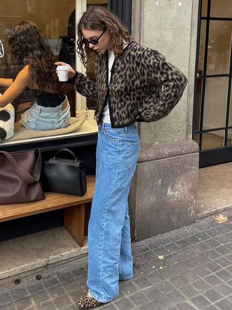 Katren | Damen Leopard Cardigan mit Rundhalsausschnitt