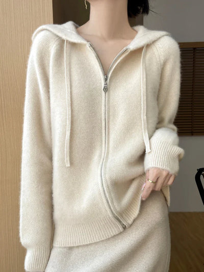 Olithoneia | Damen Fashion Kapuzen-Cardigan mit Reißverschlusss