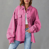 Weite Jeansjacke aus Baumwolle – Rosa