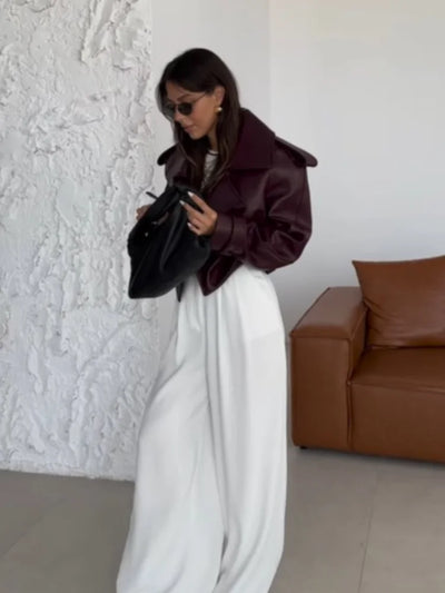 Lehmann Modehaus | Chic cropped lederjacke damen mit revers