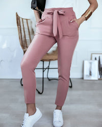 Heidi - Feine Stoffhose mit Gürtelschleife – Rosa