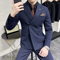 Herren Dreiteilig Formell Hochzeitsgast Anzug Set | Elegante – Dunkelblau