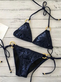 Heidi-Mode | Neu Sexy Bikinis Pailletten Goldfarbe Frauen Bandage Bikini Set Push-Up Vorgepolsterter Bh Badeanzug Set Bademode – 2570 NO 6