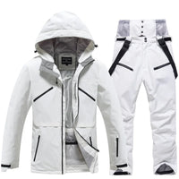 Unisex Winter Skianzug | Zweiteiliges Set – Weiß / Schwarz