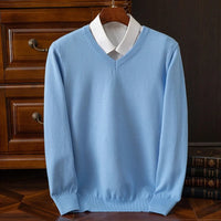 Olympia Cashmere V-Neck Sweater – Himmelblau