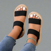Salwina | Sommer-Sandale mit leichter Keilsohle aus Premium-Material – Schwarz