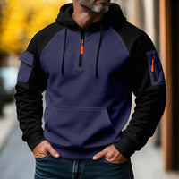 Nachman – Langarm-Kapuzenpullover Mit Halbem Reißverschluss – Blau