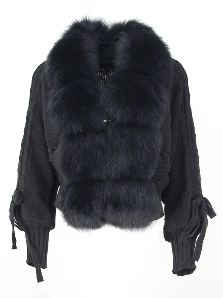 Lixx | Luxury Wintermantel für Damen mit echtem Fuchsfellkragen
